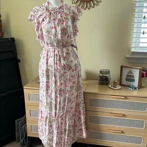 Time and Tru Pink and Brown Floral Maxi Dress